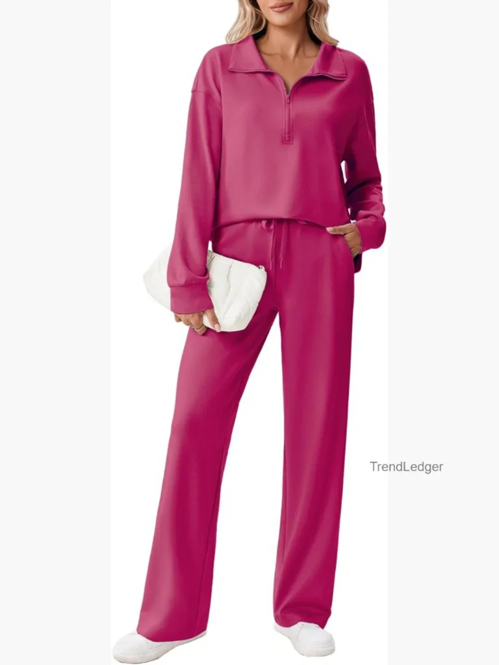 2 Piece Sweatsuit Set Half Zip Pullover Straight Leg Pants Tracksuit Matching